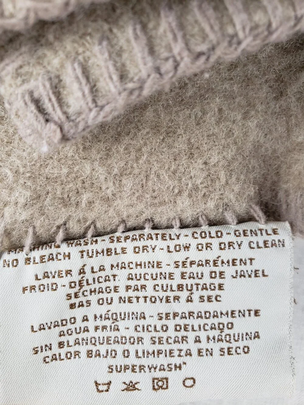 Faribault Woolen Mills Throw Blanket Beige 100% Virgin Wool 59x71